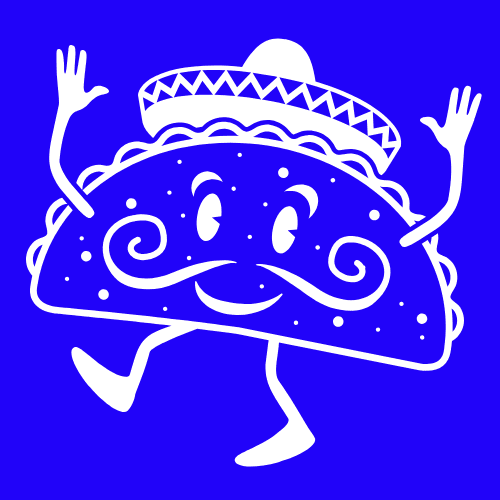 Taco-Charakter als grafisches Element der Los Pablos Markenidentität