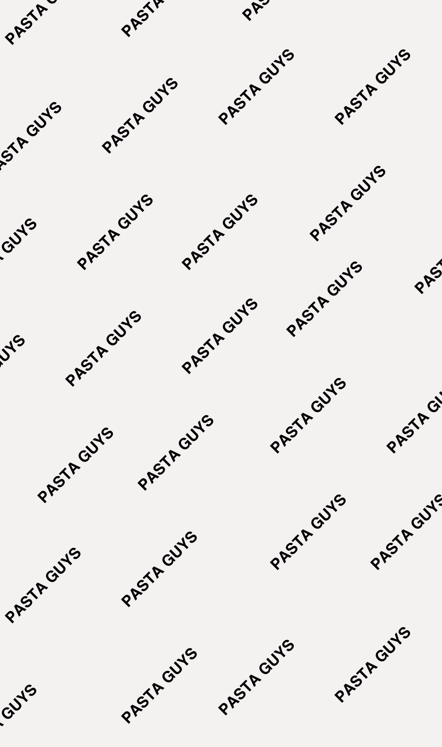 Pasta Guys Brand Pattern mit wiederholtem Logo als Teil der visuellen Markenidentität